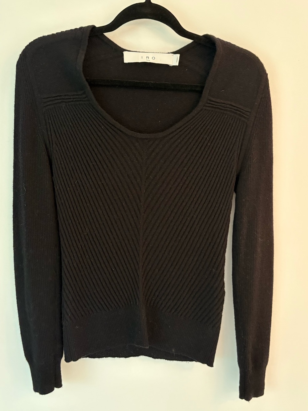IRO Women's Black Ribbed Scoop Neck Sweater Size XS
